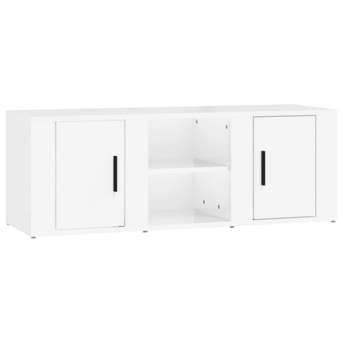 Tv Cabinet Glossy Look White 100x31.5x35 Cm Engineered Wood