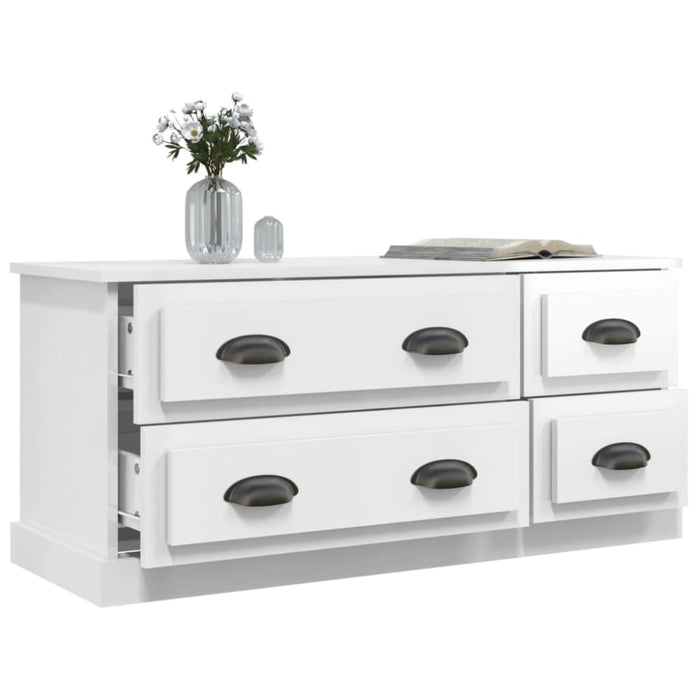 Tv Cabinet Glossy Look White 100x35.5x45 Cm Engineered Wood
