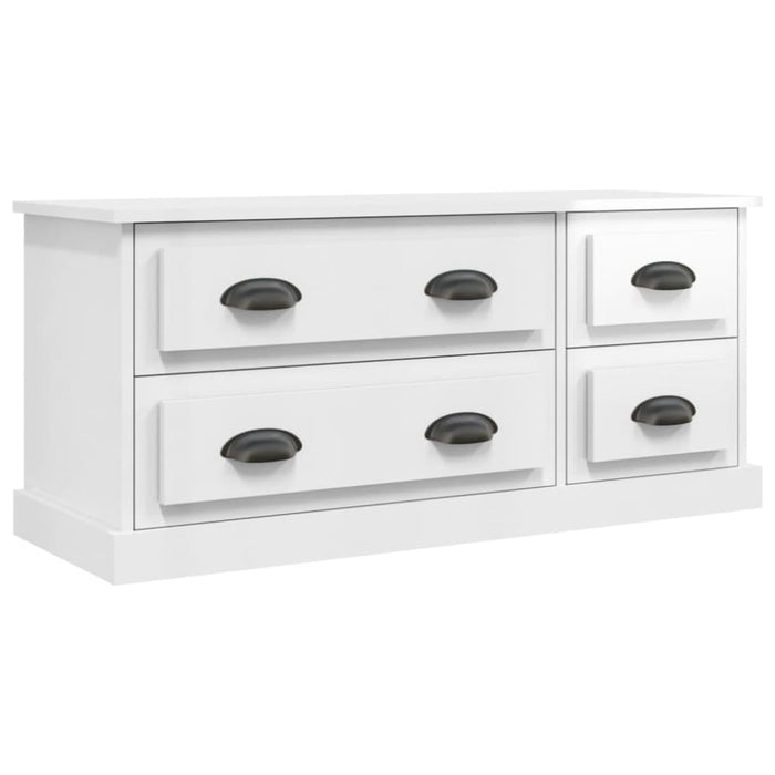 Tv Cabinet Glossy Look White 100x35.5x45 Cm Engineered Wood