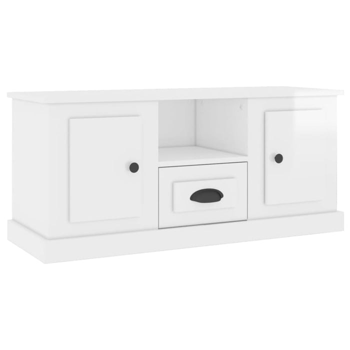 Tv Cabinet Glossy Look White 100x35.5x45 Cm Engineered Wood