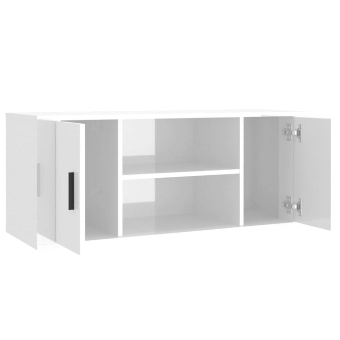 Tv Cabinet Glossy Look White 100x35x40 Cm Engineered Wood