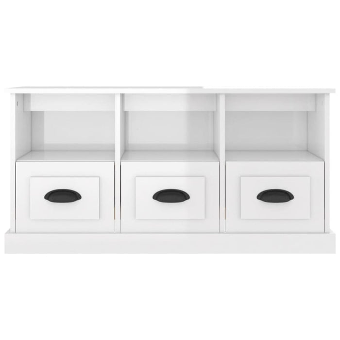 Tv Cabinet Glossy Look White 100x35x50 Cm Engineered Wood