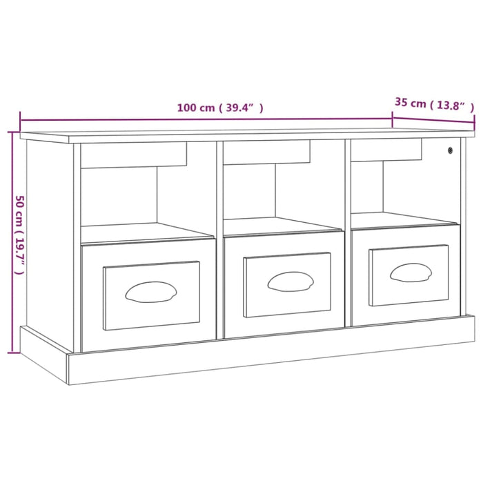 Tv Cabinet Glossy Look White 100x35x50 Cm Engineered Wood