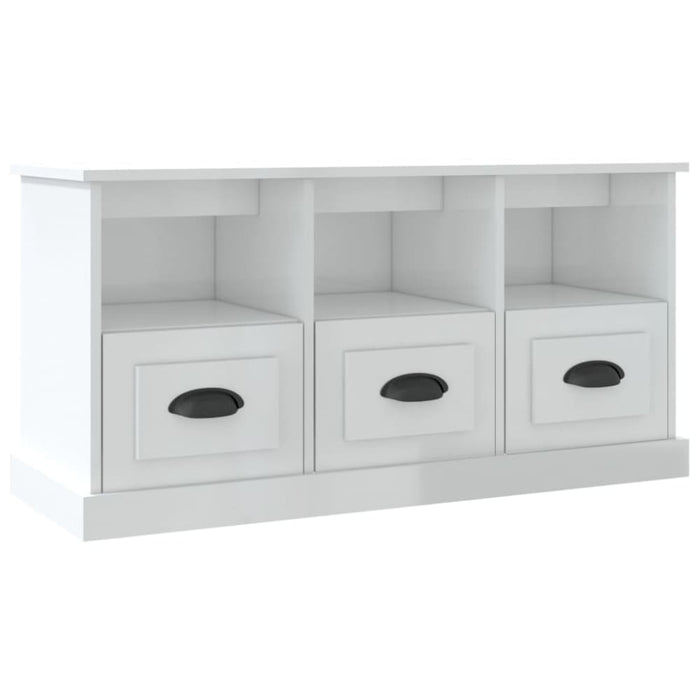 Tv Cabinet Glossy Look White 100x35x50 Cm Engineered Wood
