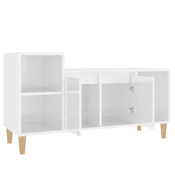 Tv Cabinet Glossy Look White 100x35x55 Cm Engineered Wood