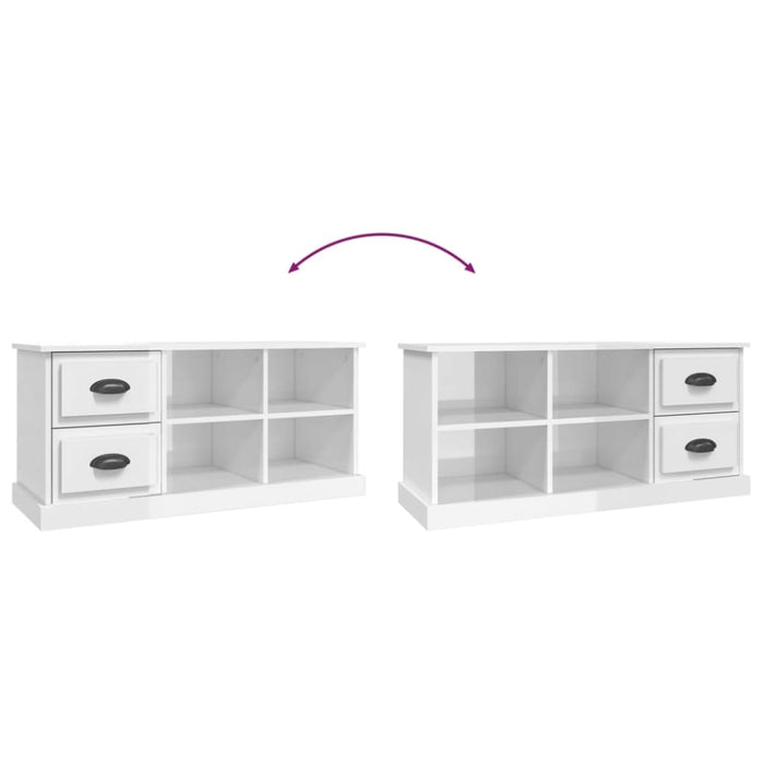 Tv Cabinet Glossy Look White 102x35.5x47.5 Cm Engineered
