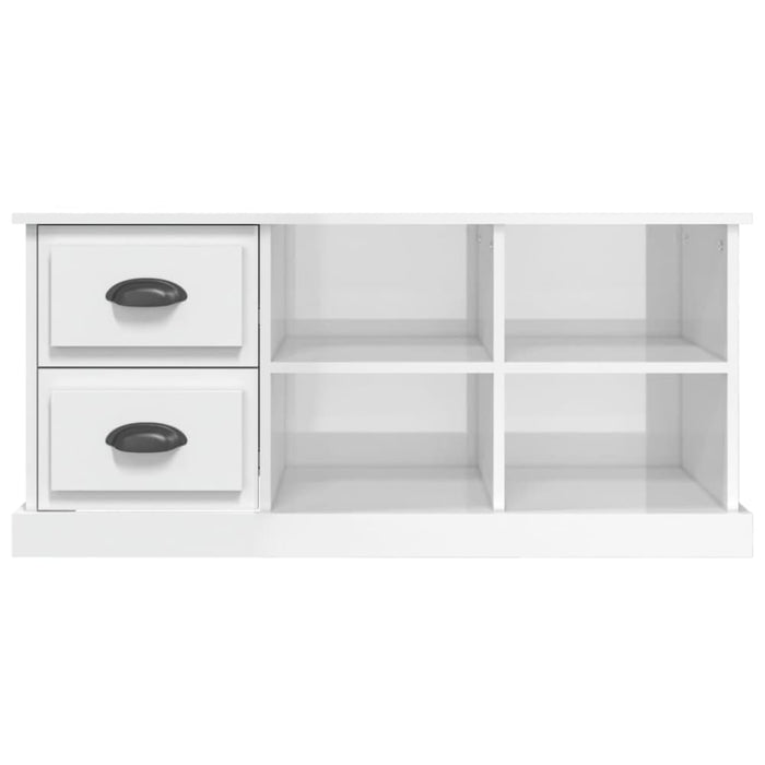 Tv Cabinet Glossy Look White 102x35.5x47.5 Cm Engineered