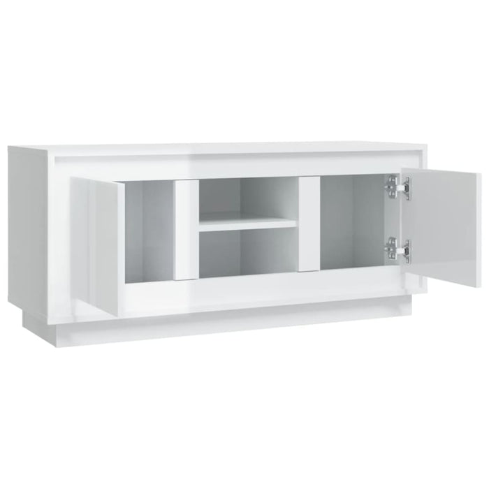 Tv Cabinet Glossy Look White 102x35x45 Cm Engineered Wood