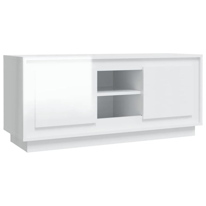 Tv Cabinet Glossy Look White 102x35x45 Cm Engineered Wood