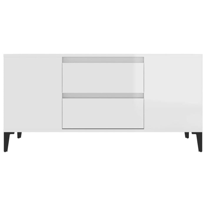 Tv Cabinet Glossy Look White 102x44.5x50 Cm Engineered Wood