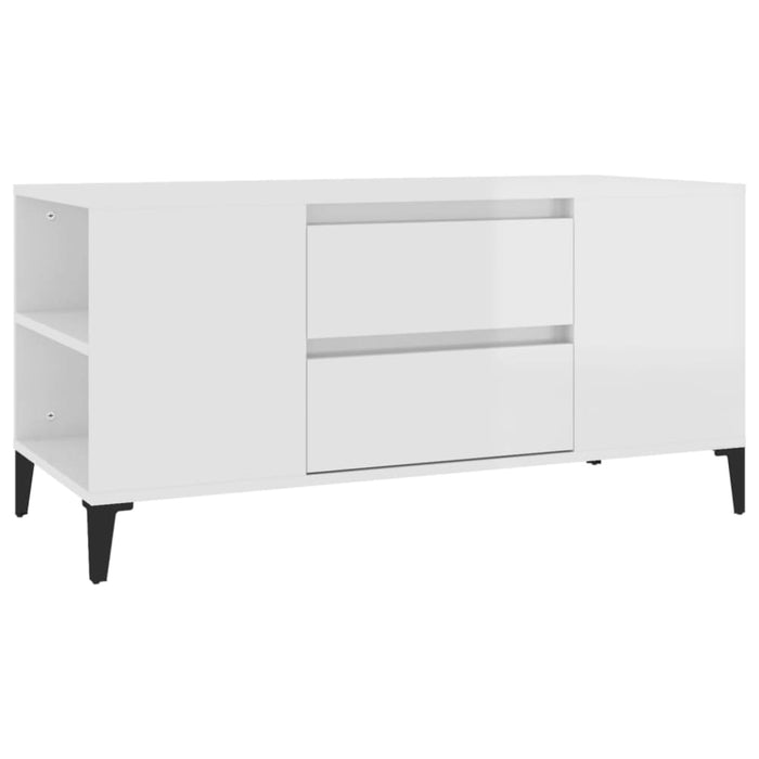 Tv Cabinet Glossy Look White 102x44.5x50 Cm Engineered Wood