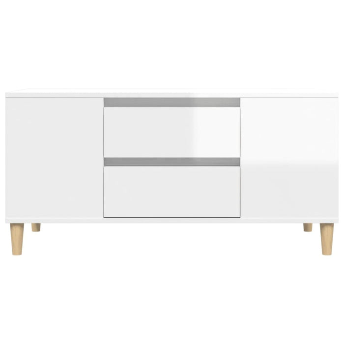 Tv Cabinet Glossy Look White 102x44.5x50 Cm Engineered Wood