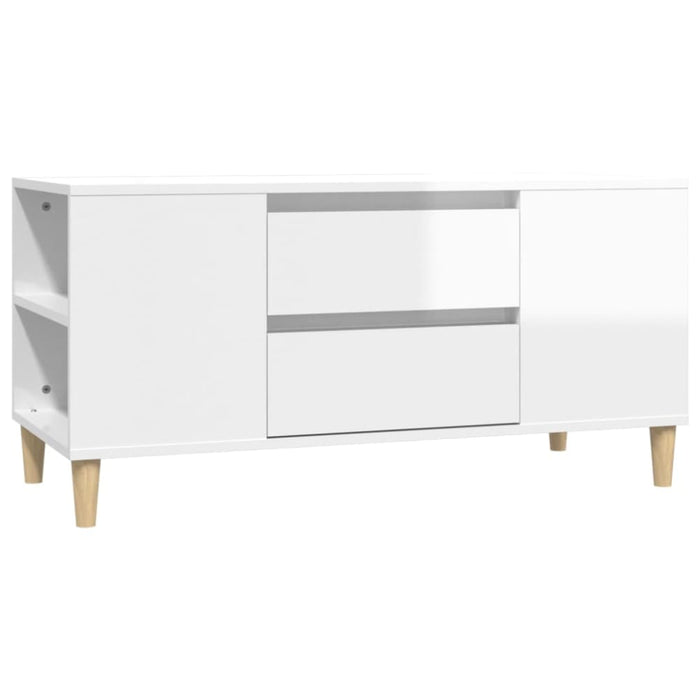 Tv Cabinet Glossy Look White 102x44.5x50 Cm Engineered Wood