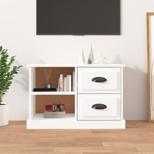 Tv Cabinet Glossy Look White 73x35.5x47.5 Cm Engineered
