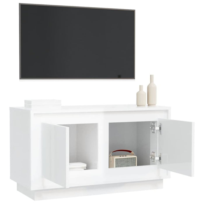 Tv Cabinet Glossy Look White 80x35x45 Cm Engineered Wood