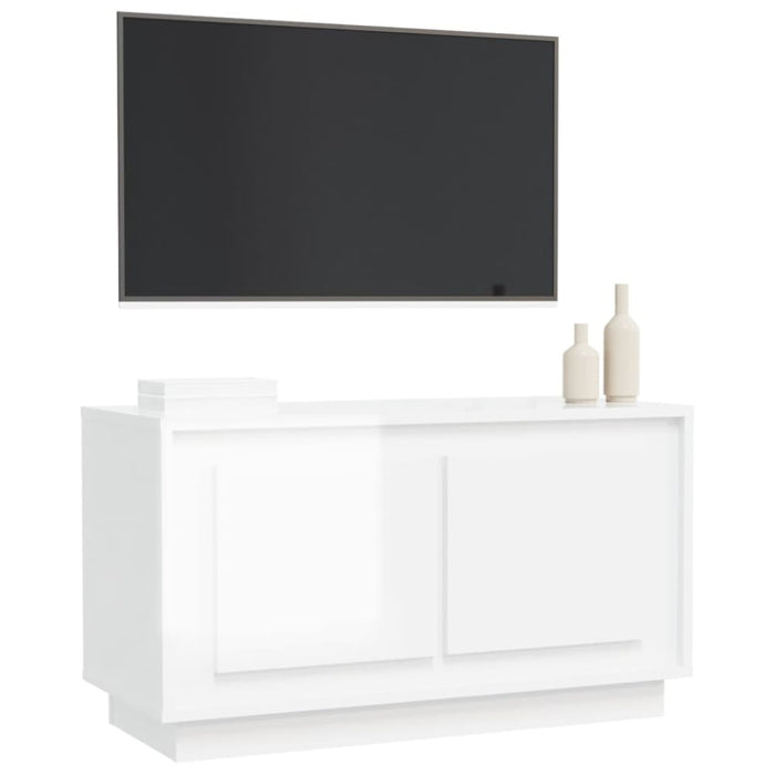 Tv Cabinet Glossy Look White 80x35x45 Cm Engineered Wood