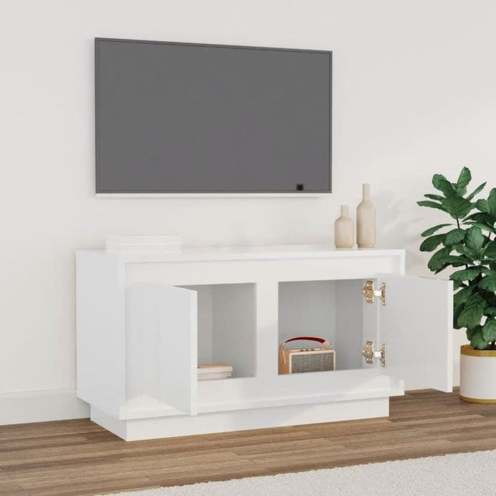Tv Cabinet Glossy Look White 80x35x45 Cm Engineered Wood