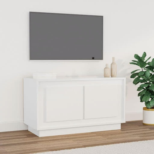 Tv Cabinet Glossy Look White 80x35x45 Cm Engineered Wood