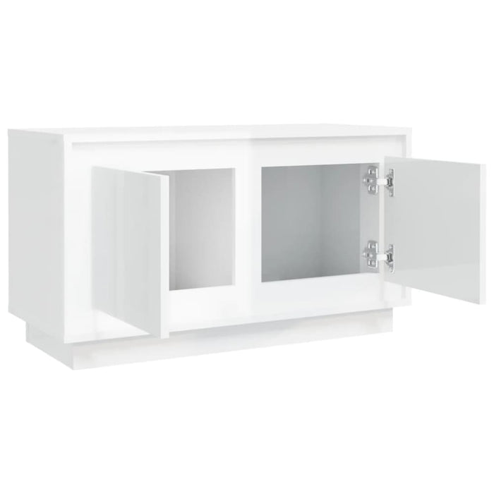 Tv Cabinet Glossy Look White 80x35x45 Cm Engineered Wood