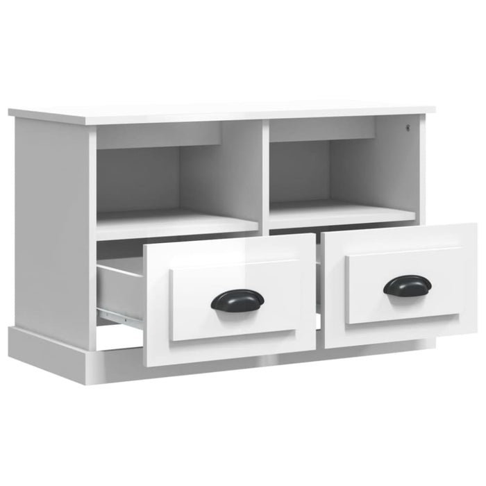 Tv Cabinet Glossy Look White 80x35x50 Cm Engineered Wood