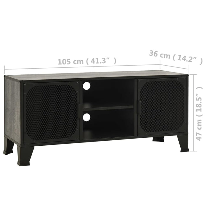Tv Cabinet Grey 105x36x47 Cm Metal and Mdf Ttpkob