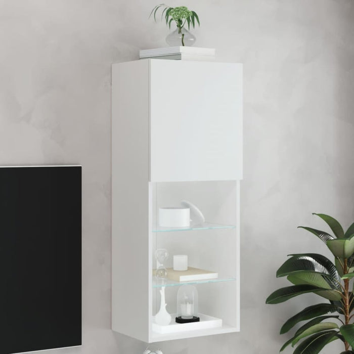 Tv Cabinet with Led Lights White 40.5x30x102 Cm Ntibpi