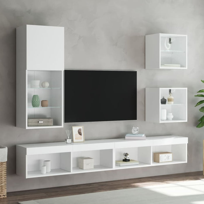 Tv Cabinet with Led Lights White 40.5x30x102 Cm Ntibpi