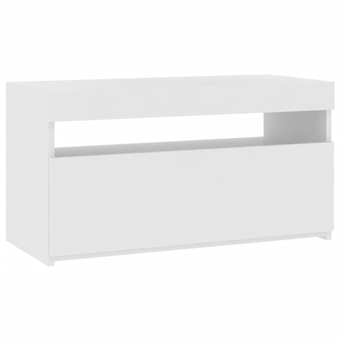 Tv Cabinet with Led Lights White 75x35x40 Cm Nbatko