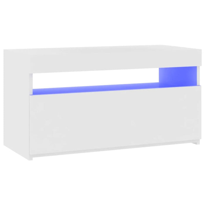 Tv Cabinet with Led Lights White 75x35x40 Cm Nbatko