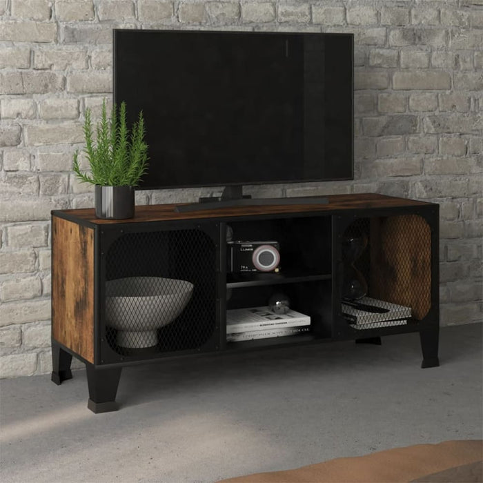 Tv Cabinet Rustic Brown 105x36x47 Cm Metal and Mdf Ttpkbk