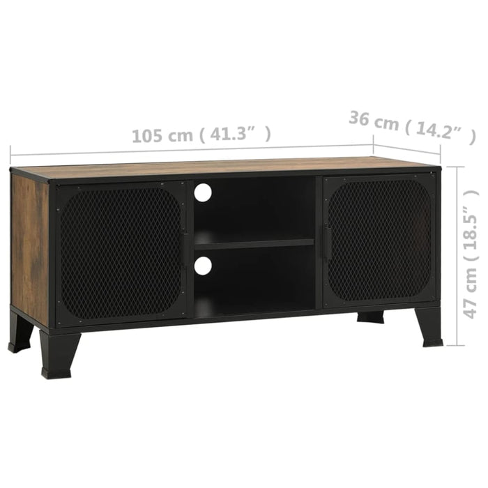 Tv Cabinet Rustic Brown 105x36x47 Cm Metal and Mdf Ttpkbk