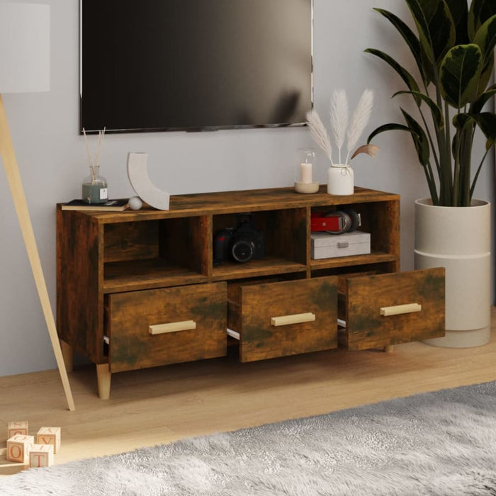 Tv Cabinet Smoked Oak 102x36x50 Cm Engineered Wood Noiakp
