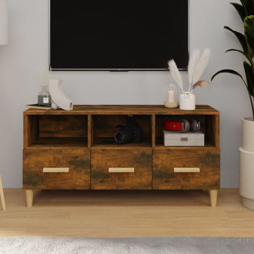 Tv Cabinet Smoked Oak 102x36x50 Cm Engineered Wood Noiakp