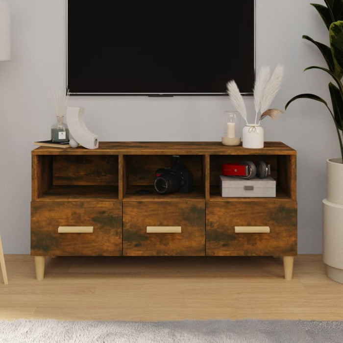 Tv Cabinet Smoked Oak 102x36x50 Cm Engineered Wood Noiakp