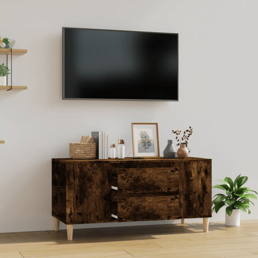 Tv Cabinet Smoked Oak 102x44.5x50 Cm Engineered Wood Noklbo