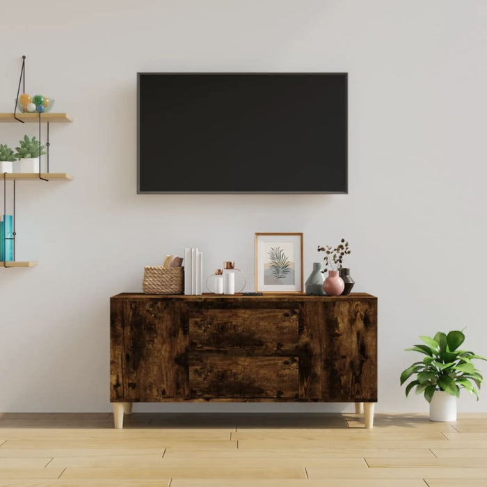Tv Cabinet Smoked Oak 102x44.5x50 Cm Engineered Wood Noklbo