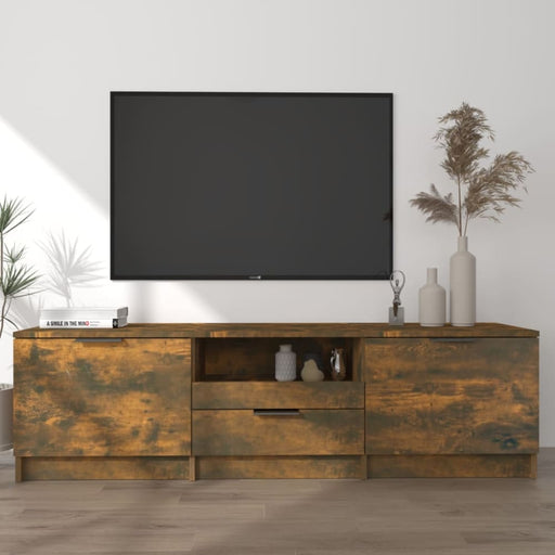 Tv Cabinet Smoked Oak 140x35x40 Cm Engineered Wood Noiooo