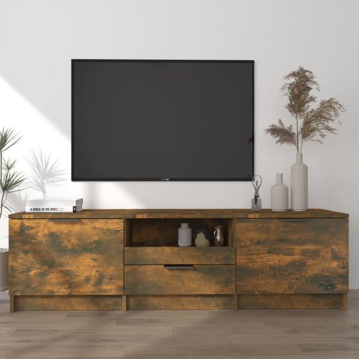 Tv Cabinet Smoked Oak 140x35x40 Cm Engineered Wood Noiooo