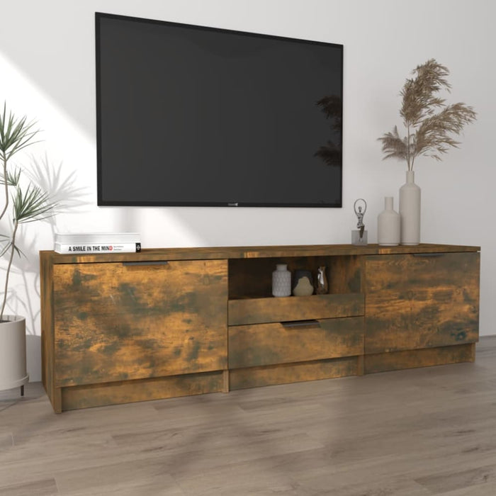 Tv Cabinet Smoked Oak 140x35x40 Cm Engineered Wood Noiooo