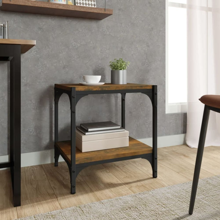 Tv Cabinet Smoked Oak 40x33x41 Cm Engineered Wood and Steel