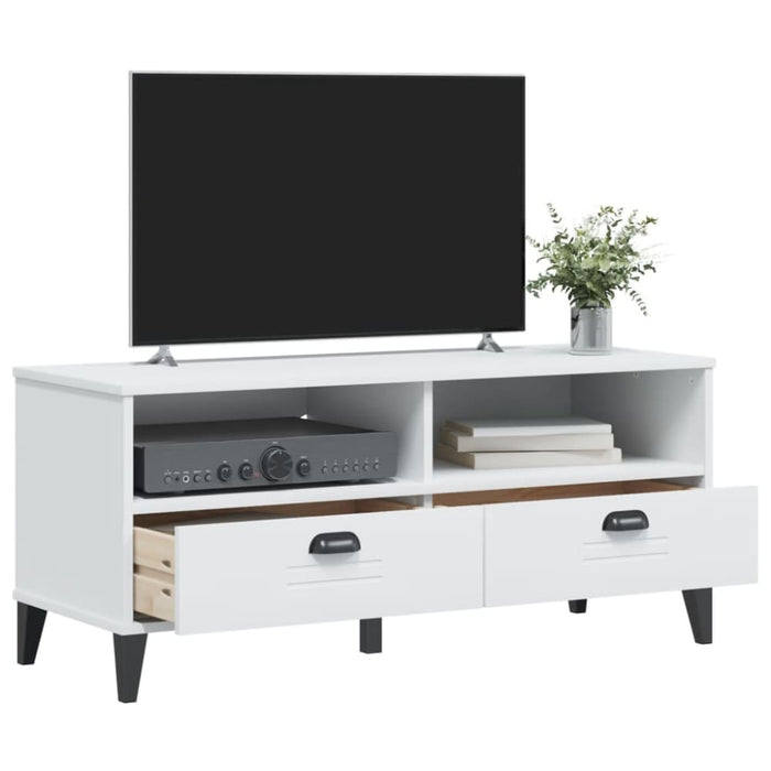 Tv Cabinet Viken White Solid Wood Pine Tiakxk