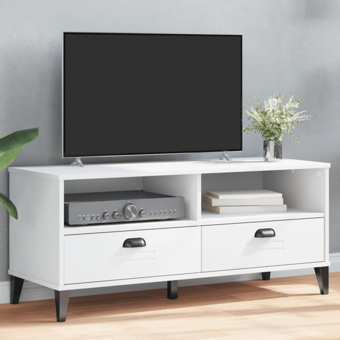 Tv Cabinet Viken White Solid Wood Pine Tiakxk