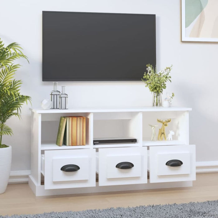 Tv Cabinet White 100x35x50 Cm Engineered Wood Nolxnn