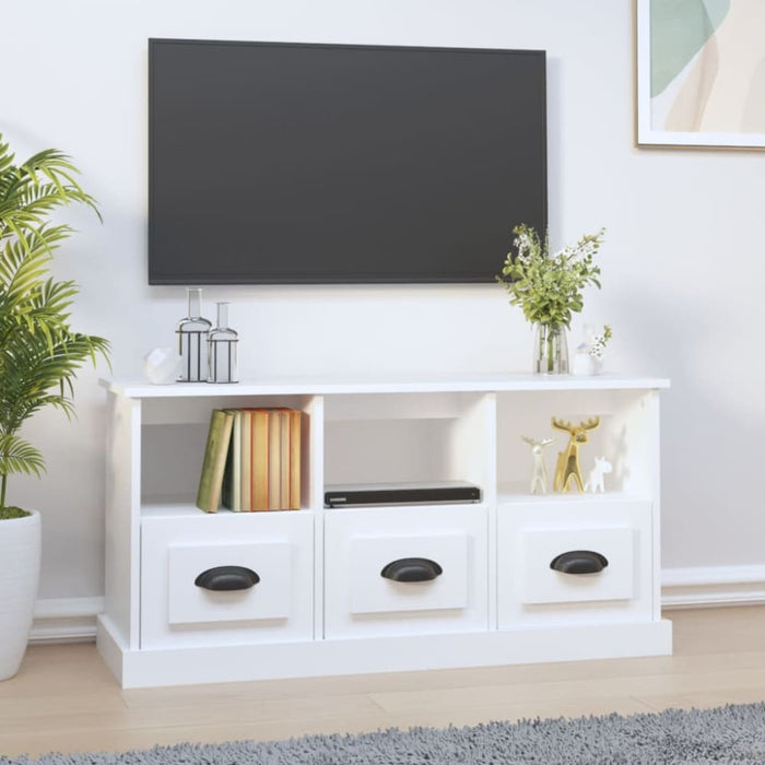 Tv Cabinet White 100x35x50 Cm Engineered Wood Nolxnn