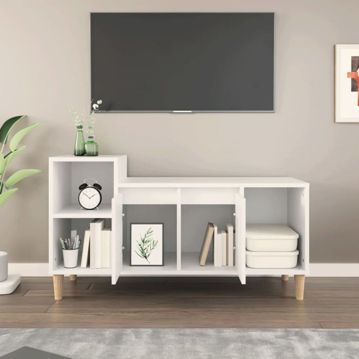 Tv Cabinet White 100x35x55 Cm Engineered Wood Nxooix