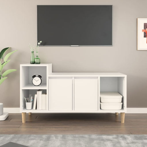 Tv Cabinet White 100x35x55 Cm Engineered Wood Nxooix