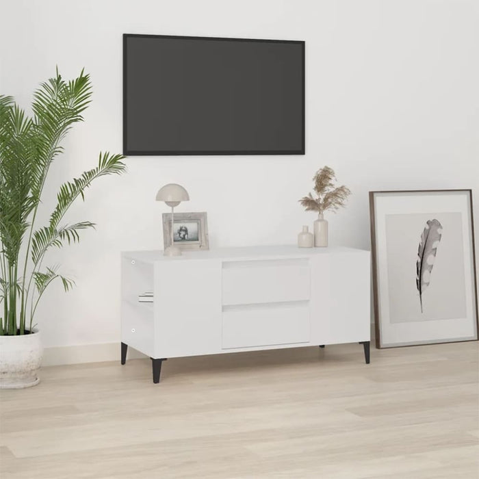 Tv Cabinet White 102x44.5x50 Cm Engineered Wood Noklba