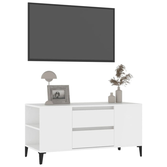 Tv Cabinet White 102x44.5x50 Cm Engineered Wood Noklba