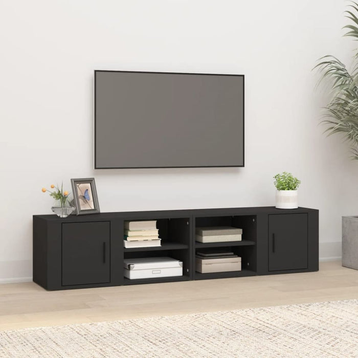 Tv Cabinets 2 Pcs Black 80x31.5x36 Cm Engineered Wood Nokatk