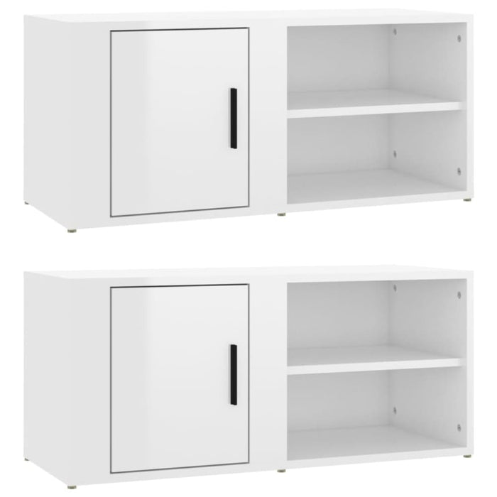Tv Cabinets 2 Pcs Glossy Look White 80x31.5x36 Cm